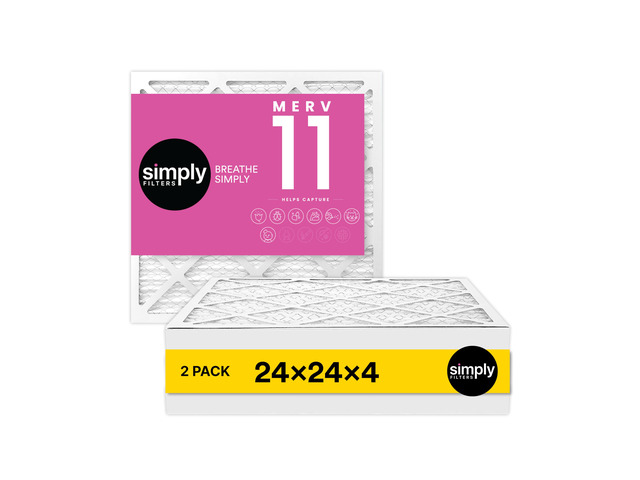 24x24x4 Air Filter, MERV 11, MPR 1000, 2 Pack, Furnace Air Filter for HVAC (Actual Size: 23.5'x23.5'x3.63') DUST, Pet & Allergy Control
