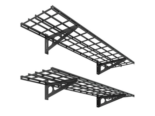 2-Pack 1x4ft 12-inch-by-48-inch Wall Shelf Garage Storage Rack Wall Mounted Floating Shelves, Black, Classic Series