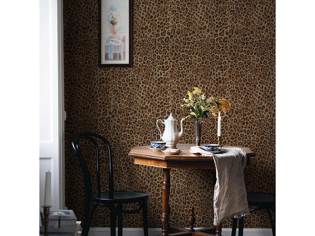 Upgraded 3D Faux Fur Leopard Print Wallpaper 17.3'x1200' Removable Peel and Stick Contact Paper, Brown & Black Cheetah Animal Print, Renter...