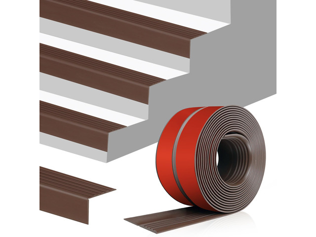 Stair Edge Trim Self Adhesive Rubber Stair Nosing Edge Protector Non-Slip Stair Edging Rubber Stair Nose Molding Peel and Stick Edging Trim for...