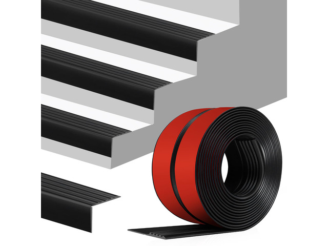 Stair Edge Trim Self Adhesive Rubber Stair Nosing Edge Protector Non-Slip Stair Edging Rubber Stair Nose Molding Peel and Stick Edging Trim for...