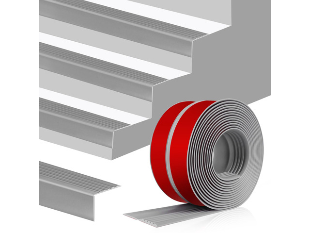 Stair Edge Trim Self Adhesive Rubber Stair Nosing Edge Protector Non-Slip Stair Edging Rubber Stair Nose Molding Peel and Stick Edging Trim for...