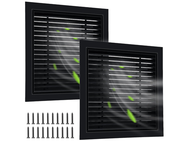 2 Pcs 26' x 26' Gable Vent Aluminum Alloy Wall Vents Shed Attic Vent with Screen Return Air Grill with Screws, for Ventilation Exterior Doors Wall...
