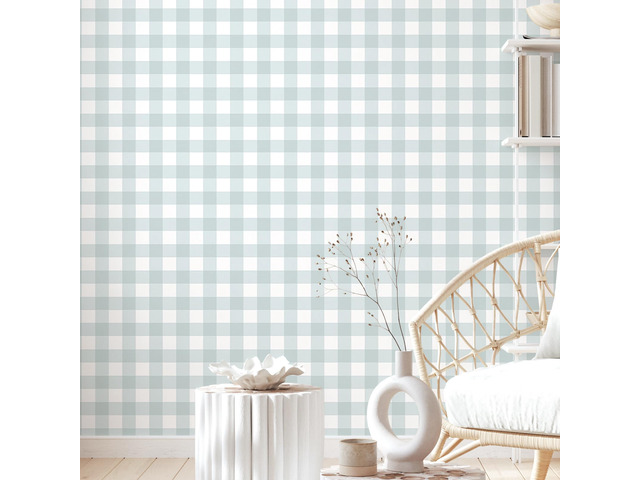 Plaid Peel and Stick Wallpaper Gingham Checkered 17.3''Ã—393'' Blue Plaid Contact Paper for Cabinets Self Adhesive Removable Waterproof Bathroom...