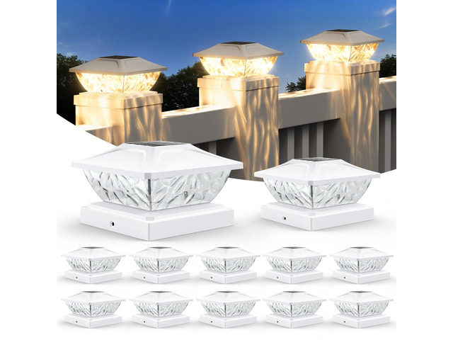 12 Pack Solar Post Cap Lights, 2 Modes Bright Solar Post Lights Outdoor Waterproof, Outdoor Post Lights Solar Powered Deck Lights for 4x4 4.5x4.5...