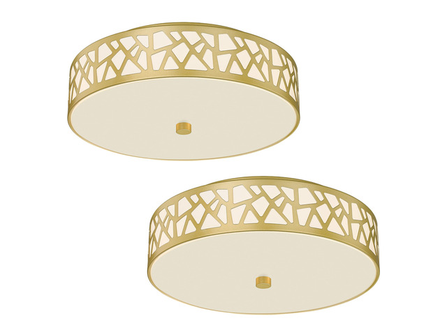 2 Pack Flush Mount Ceiling Light, 12 inch Gold Ceiling Light, 2-Lights Lights Fixture Ceiling Mount with Frosted Glass Shade for Hallway, Kitchen,...