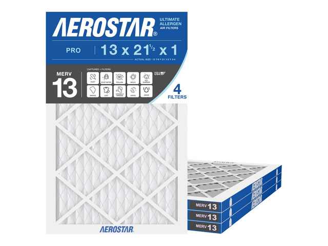 Air Filter 13 x 21 1/2 x 1 MERV 13 Furnace Filter, 4 Pack AC Filter & HVAC, Actual Size (12 7/8 x 21 1/2 x 3/4), MPR 1500/FPR 10, For Dust, Pet...