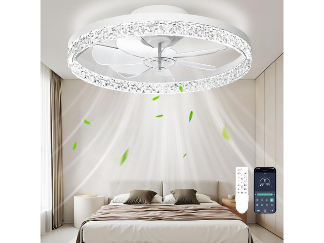 Ceiling Fan with Light, 20' Foldable Ceiling Fans with 6 Wind Speeds Dimmable Smart Ceiling Fan Light with Remote for Bedroom, Kids Room and Living...
