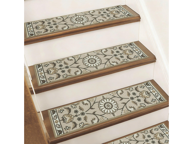 Stair Treads for Wooden Steps, 8'X30', 15pcs, Brown Non-Slip Machine Washable Carpet Stair Treads, TPE Backing, 100% Polyester, Soft Indoor Stair...