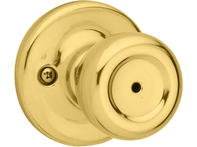Mobile Home Interior Privacy Door Knob with Lock, Door Handle for Bathroom and Bedroom, Polished Brass Keyless Turn Lock Doorknob (Pack of 6)