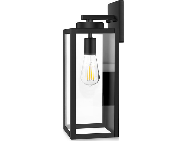 15 Large Outdoor Wall Light Fixture, Exterior Porch Sconce, Black Waterproof, Rust-Resistant, Durable Metal with Clear Glass, Standard E26 Socket,...