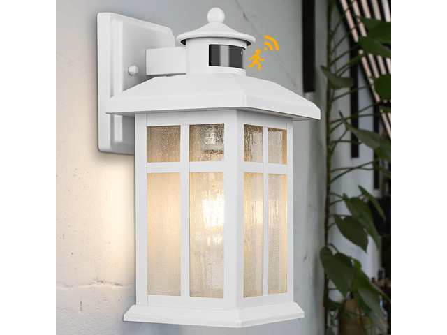 Dawn to Dusk Motion Sensor Exterior Wall Light Fixtures Exterior Wall Mount with E26 Sockets & Tempered Glass, Waterproof Outdoor & Indoor Lights...