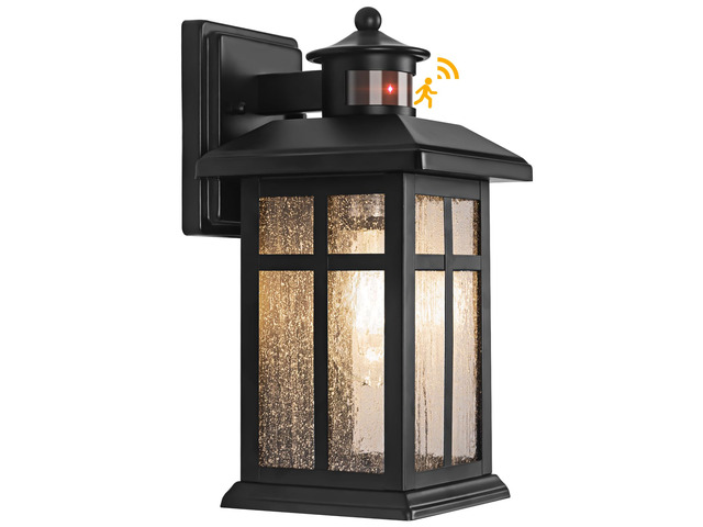Outdoor Wall Light Motion Sensor, Dusk to Dawn Outdoor Lighting Exterior Light Fixture, Black Porch Lights & Outdoor Dusk till Dawn Wall Mount...
