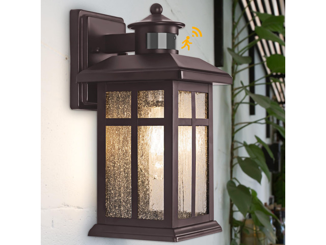 Exterior Light Fixtures Motion Sensor Wall Mount Oil Rubbed Bronze Exterior Wall Mount with E26 Sockets & Tempered Glass, Waterproof Outdoor &...