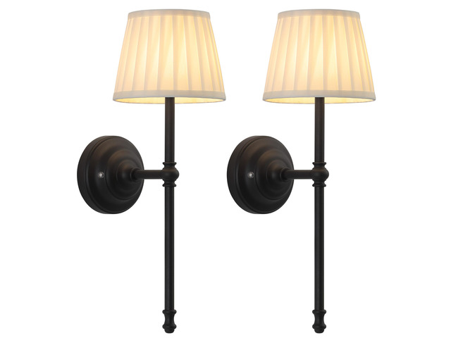 Black Cordless Wall Sconces Set of 2, Beige Fabric LED Wall Lamps Wireless Small Rechargeable Battery, Portable Lighting for Wall Painting, Living...