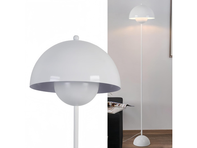 Mid-Century Modern Metal Bud Floor Lamp for Home and Office, Glossy White Indirect lighting, fits narrow spaces,fit for bedroom, living room &...