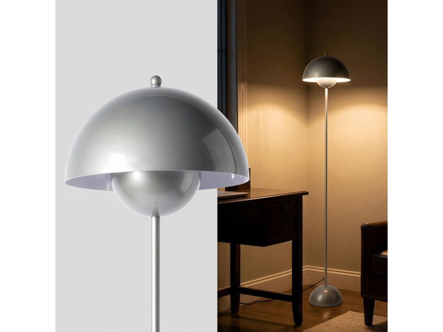 Mid-Century Modern Metal Bud Floor Lamp for Home and Office, Pearl Grey Indirect lighting, fits narrow spaces,fit for bedroom, living room &...