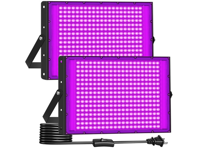 300W Black Light Waterproof for Outdoor Glow Party Halloween, 2 Pack 10FT Long Cord with Switch & Plug, Blacklight Floodlight, for Outdoor Neon...