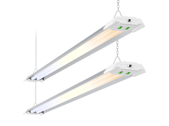 LED Shop Lights 4FT with Reflector, 5000LM Super Bright, Adjustable 3000K-5000K Color Temperature, 120V, Warm to Cool Daylight Linkable Shop...