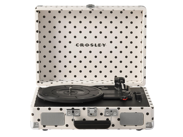CR8005F-WPK Cruiser Plus Record Player, White Polka Dot 3-Speed Turntable, Bluetooth In / Out, Built-in Stereo Speakers, Isolated Internal Speakers...