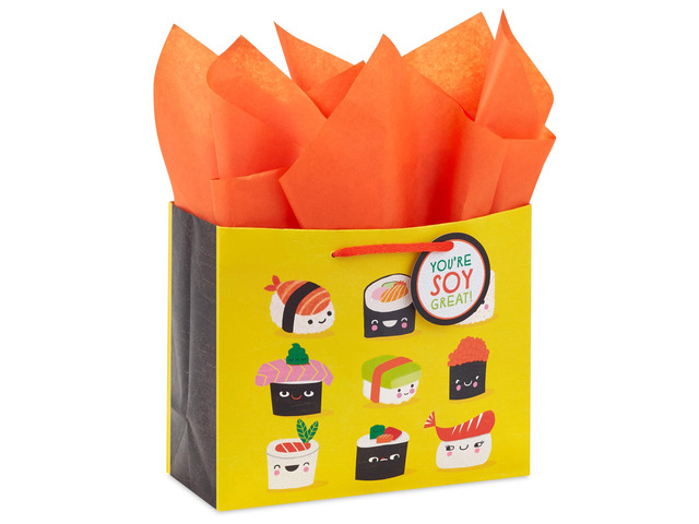 7' Medium Gift Bag with Tissue Paper and Gift Tag (Sushi)