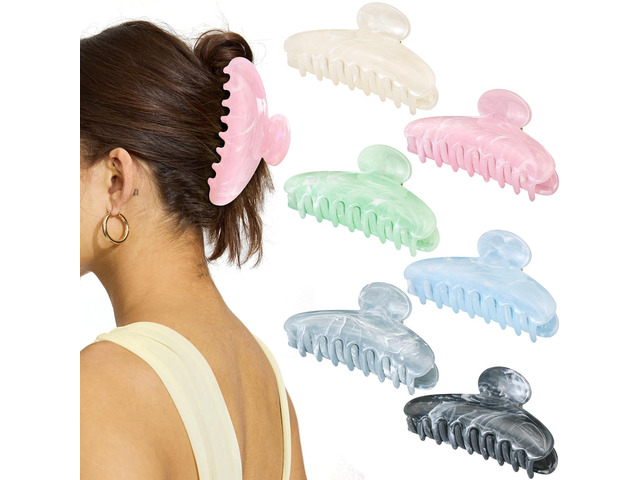 6 Pack Hair Claw Clips for Women - Large Non-Slip Claws for Thick Thin Hair, Cute Hair Barrettes Elegant & Durable, Fashion Hair Accessories...
