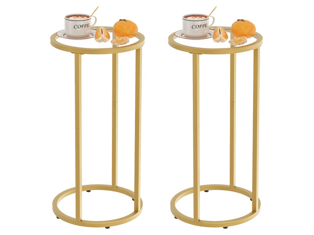 Paws C Table Side End Table,Glass Couch Side Tables for Living Room, Round Sofa End Table with Metal Frame, Small Snack Table for Bedroom, Small...