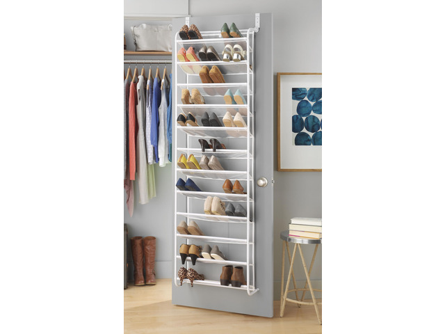 Whitmor 36 Pair Over The Door Shoe Organizer, 12 Tier Hanging Shoe Organizer, Heavy Duty Metal & Mesh Shoe Holder, Hanging Shoe Rack for Closet...