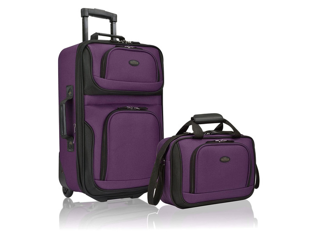 U. S. Traveler Rio Lightweight Softside Rolling Carry-on Suitcase, 2-Wheel Set, Purple