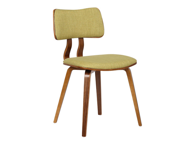 Living Jaguar Mid-Century Dining Chair in Walnut Wood and Green Fabric