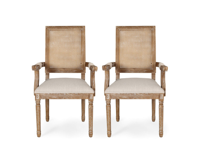 Knight Home Maria DINING CHAIR SETS, Wood, Beige + Natural