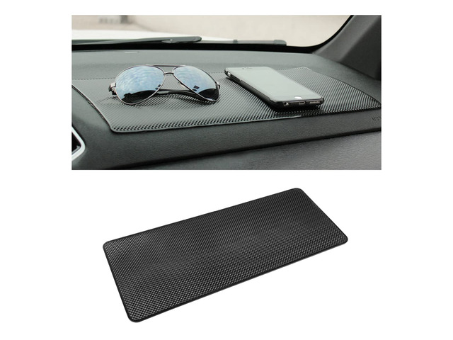 15.7x7.8 Inch Car Dashboard Anti Slip Sticky Pad, Black/Grid Universal fit, flat dashboard use, PVC mat, washable gel grip, phone/key/glasses...