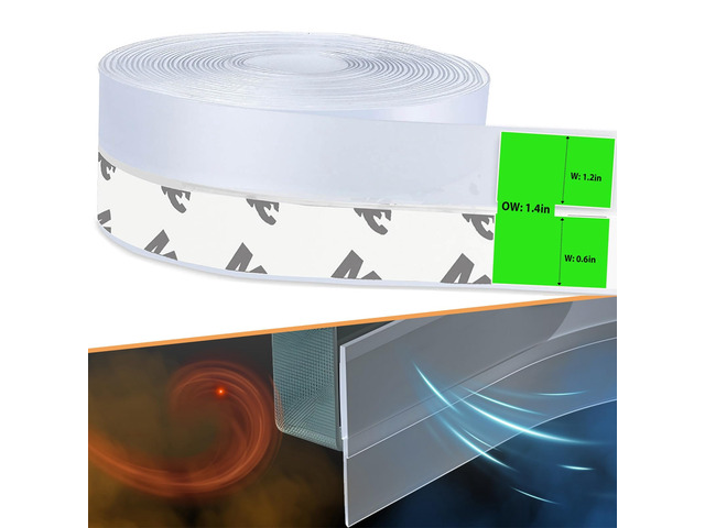 Weather Stripping Door Seal 33ft Flexible Silicone, Strong Adhesive, Seals Medium Gaps for Winter Cold Draft Protection and Energy Efficiency