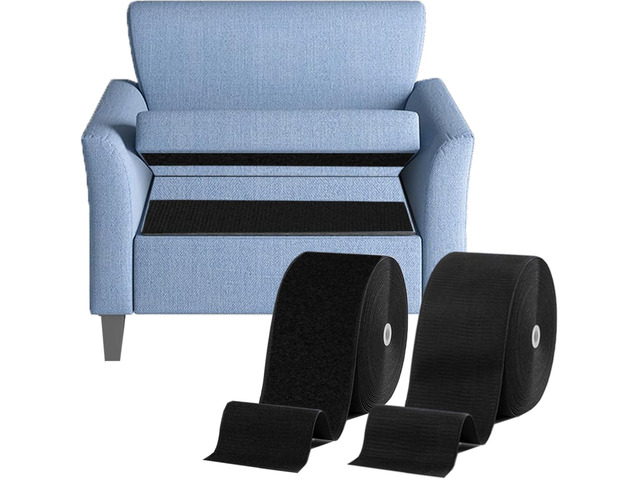 4'' x 20Ft Large Self Adhesive Heavy Duty Hook and Loop Sheet Tape Fastener Strips, Keep Couch Cushions from Sliding, Rug Gripper Tape & Pads