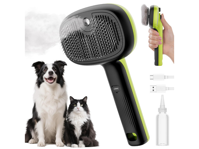 Self-Cleaning Steam Dog Cat Brush for Heavy Shedding/Long Coats