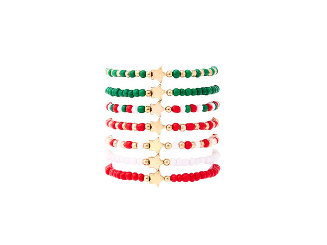 4~8pcs Christmas Bracelets Set Red Green Bead Adjustable Layered Friendship Bracelets Merry Christmas Gifts Stocking Stuffers & Party Favors