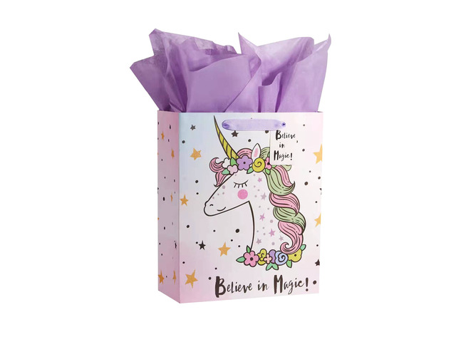 Bobobag 13' Large Gift Bag with Tissue Paper for Girls happy Birthday gift bags (Unicorn)