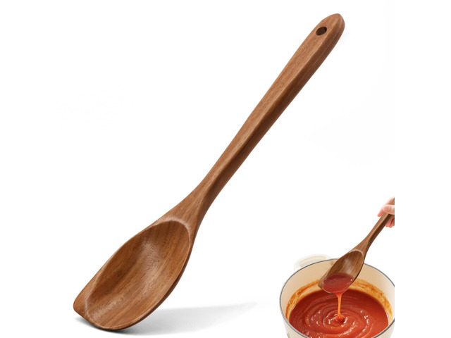 Natural teak spoons and spatulas heat-resistant, non-scratching, and ideal for non-stick cookware. The large cooking spoon offers a comfortable...