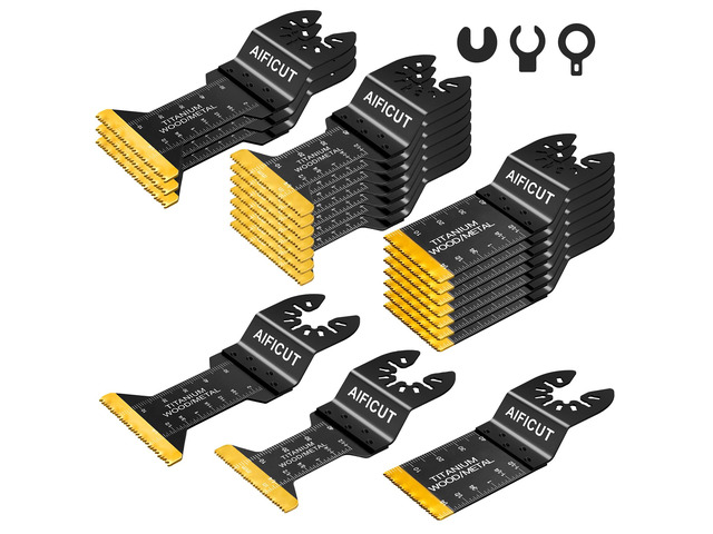 20 PCS Titanium Oscillating Saw Blades,Universal Multitool Blades for Metal Nails Hard Material and Wood Plastic,Multi Tool Blades Kits Fit Dewalt...