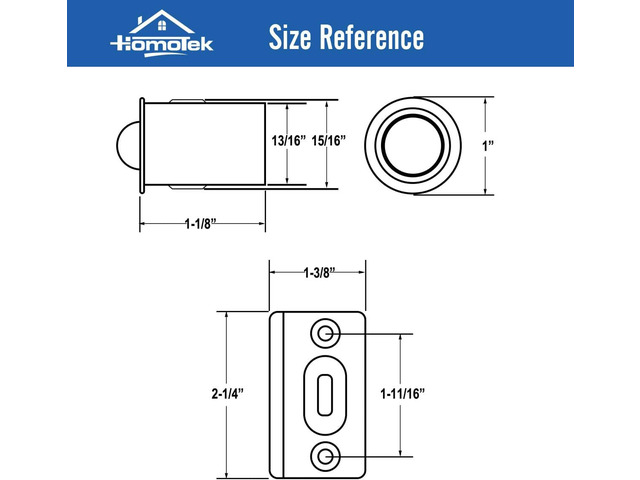 8 Pack Drive in Ball Catch with Strike Plate for Closet Doors, Oil Rubbed Bronze, 13/16 Inch x 1-1/8 Inchs,Die-cast, Adjustable Tension Ball