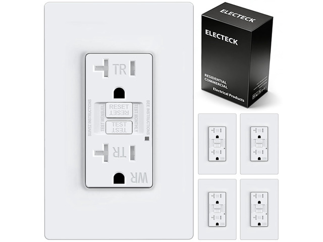 5 Pack 20A GFCI Outlets, WR Self-Test GFI Receptacle, UL Listed Slim Design, Outdoor 20 Amp GFI Receptacles, Ground Fault Circuit Interrupter,...