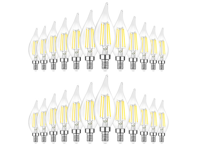 Dimmable E12 Candelabra LED Bulbs, 60W Incandescent Equivalent, 5000K Daylight White, Clear Filament, 6W 600lm, CA11 Vintage Chandelier & Ceiling...