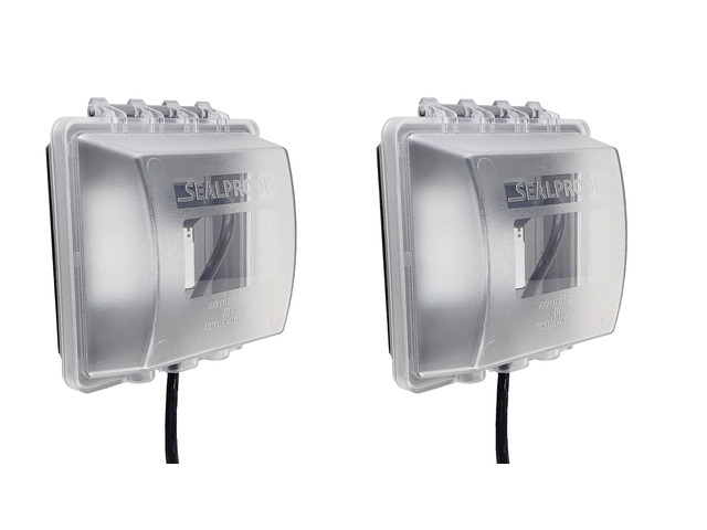 2-Gang Weatherproof Lockable In Use Electrical Power Outlet Cover, Two Gang, UL Extra Duty Compliant, 45-in1, Plastic Clear Frost