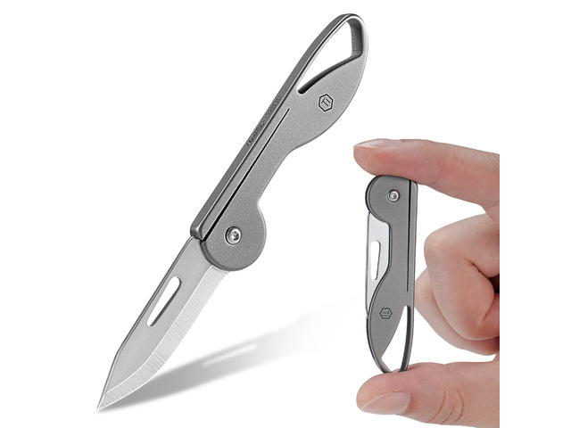 KK05M Titanium Mini Pocket Knife, 1.73-Inch Blade, Gray Lightweight EDC gear for everyday carry, camping, hiking, fishing and other outdoor activities