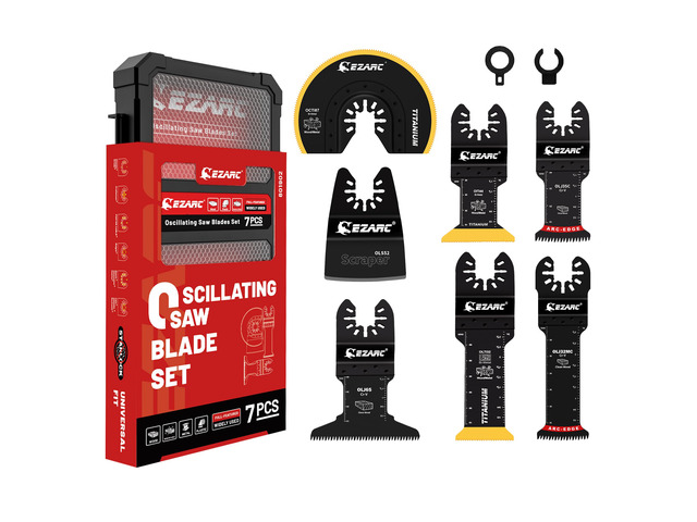 7PCS Oscillating Saw Blades, Titanium Multitool Blades for Wood Metal, Multitool Blades Kits with Arc Edge Japanese Teeth Fit Dewalt Milwaukee Bosch