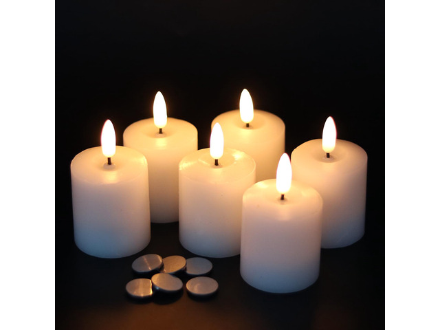 Wax Votive Flameless Candles Battery Operated with Timer White Battery Include, Pillar LED Fake candles,Realistic 3D Flame, Christmas Wedding Party...