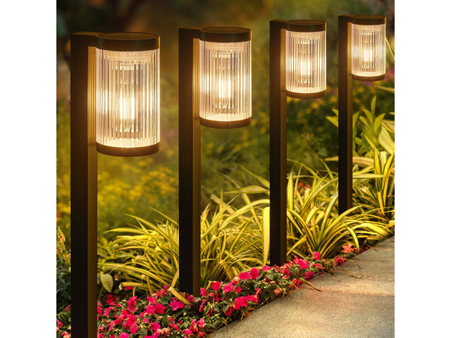 Solar Pathway Lights Outdoor, 4 Pack Upgraded Outdoor Solar Lights for Outside Super Bright Up to 15Hrs, IP65 Waterproof Solar Garden Lights for...