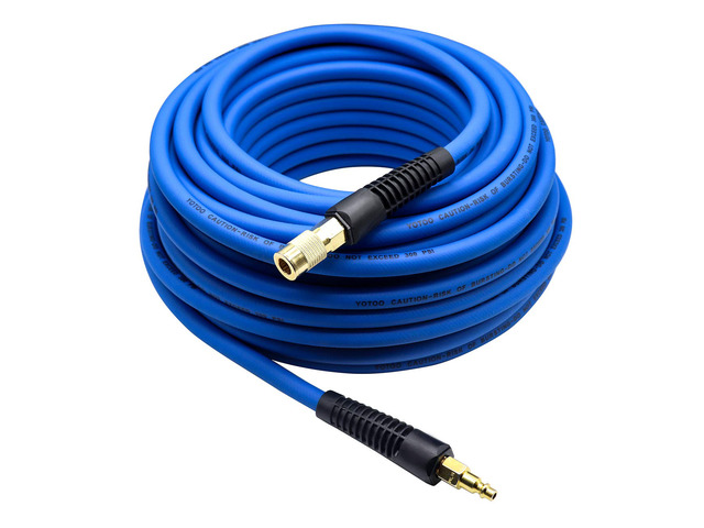 Hybrid Air Hose 3/8-Inch by 100-Feet 300 PSI Heavy Duty, Lightweight, Kink Resistant, All-Weather Flexibility with 1/4-Inch Industrial Quick...