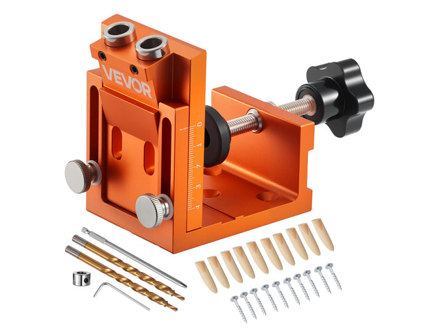Pocket Hole Jig Kit, 0.47 to 1.89 in Adjustable, Jig Pocket Hole System with Step Drill, Hex Wrench, Drill Stop Ring, Square Drive Bit, Plugs and...