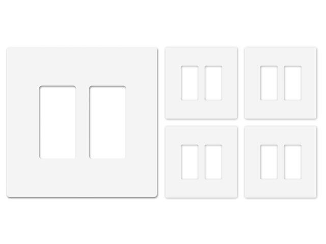 OVERSIZED Screwless Switch Plate - 5.5' x 5.5' - Jumbo 2 Gang Decorator GFCI Style - Unbreakable Polycarbonate - Two Gang Screwless Light Switch...
